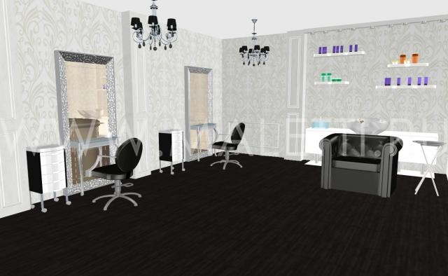 Дизайн интерьера 3D салона красоты, оформление парикмахерской, программа